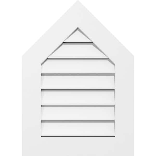 42 in. x 38 in. Peaked Top Surface Mount PVC Gable Vent 4/12 Pitch: Functional with Standard Frame
