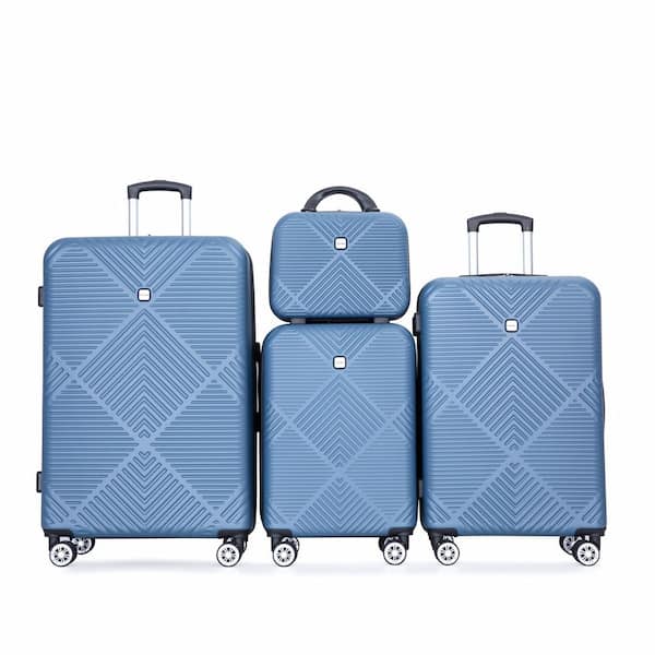 4-Piece Blue ABS Hardside Lightweight Luggage Set with Aircraft Wheels (14 in. /20 in. /24 in./28 in.)