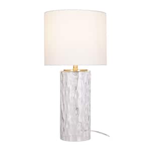 24 in. Clear Water Glass Table Lamp with Off White Shade