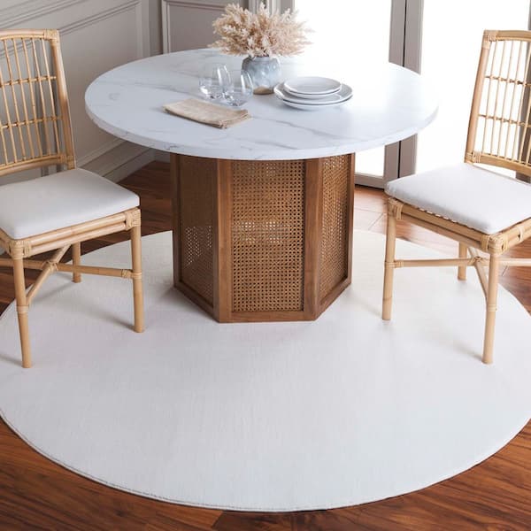 Loft Ivory 6 ft. x 6 ft. Machine Washable Modern Solid Round Area Rug