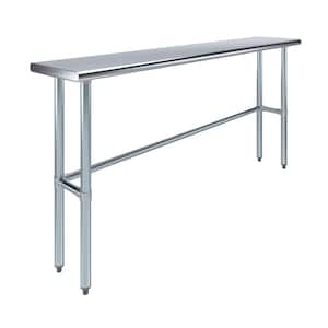 14 in. x 72 in. Stainless Steel Open Base Kitchen Utility Table : Metal Prep Table