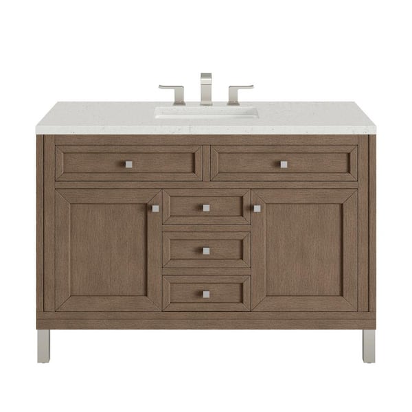 James Martin Vanities Chicago 48.0 in. W x 23.5 in. D x 33.8 in. H Single Bathroom Vanity Whitewashed Walnut and Lime Delight Quartz Top
