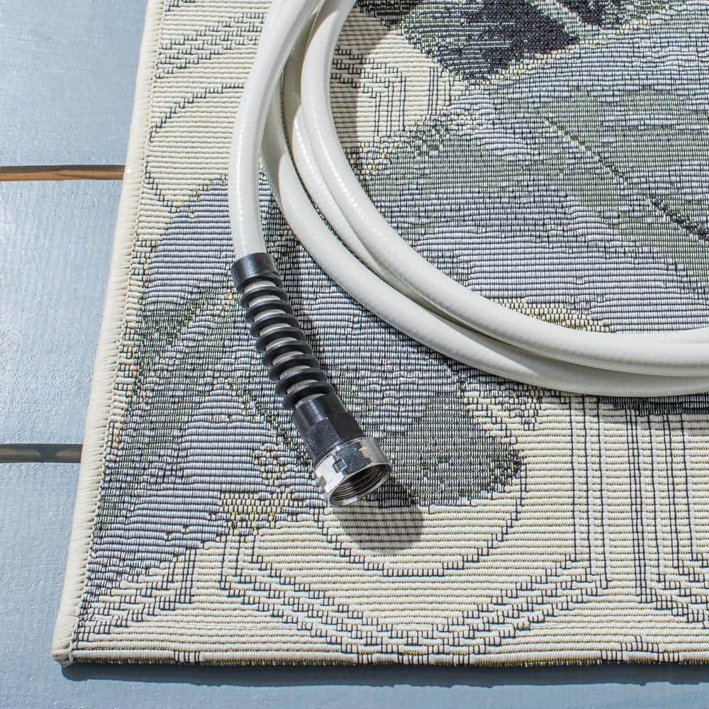 Tropical Paradise Gray & Gold Synthetic Area Rug - 5'3" x 7'6"