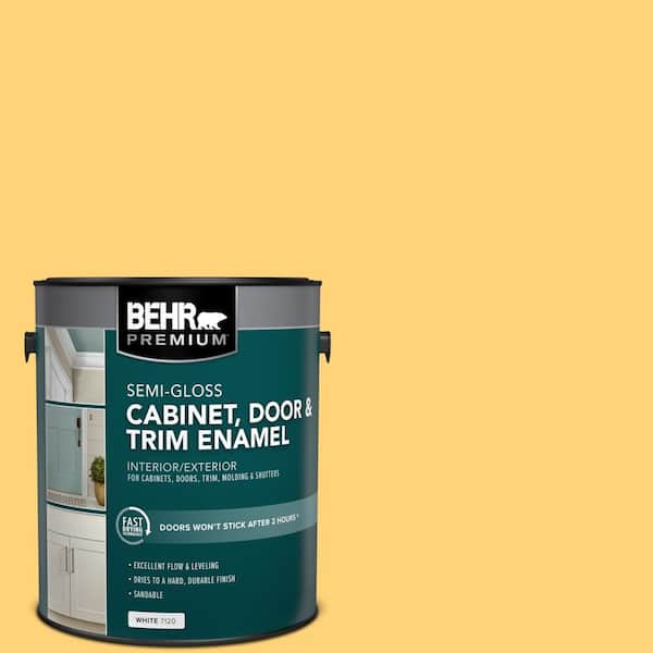 BEHR PREMIUM 1 gal. #P260-5 Yellow Jubilee Semi-Gloss Enamel Interior/Exterior Cabinet, Door & Trim Paint