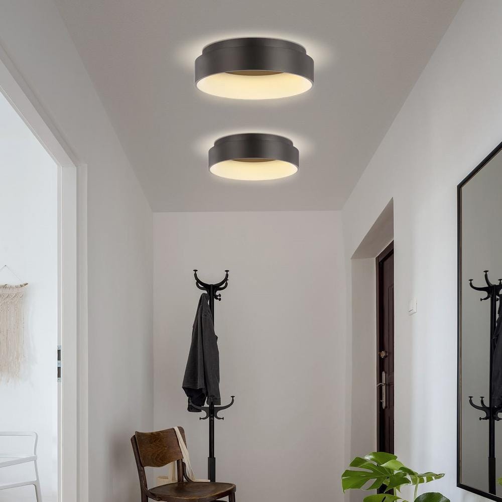 Black Drum 17.7" Integrated LED Flush Mount Ceiling Light