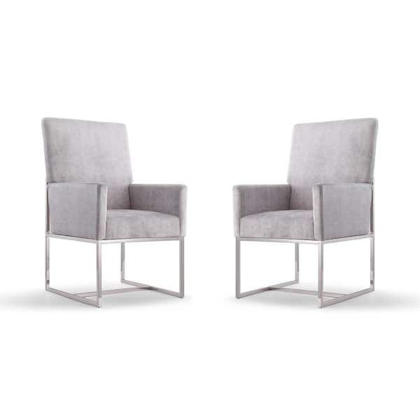 Manhattan Comfort Element Grey Velvet Dining Armchair (Set of 2)