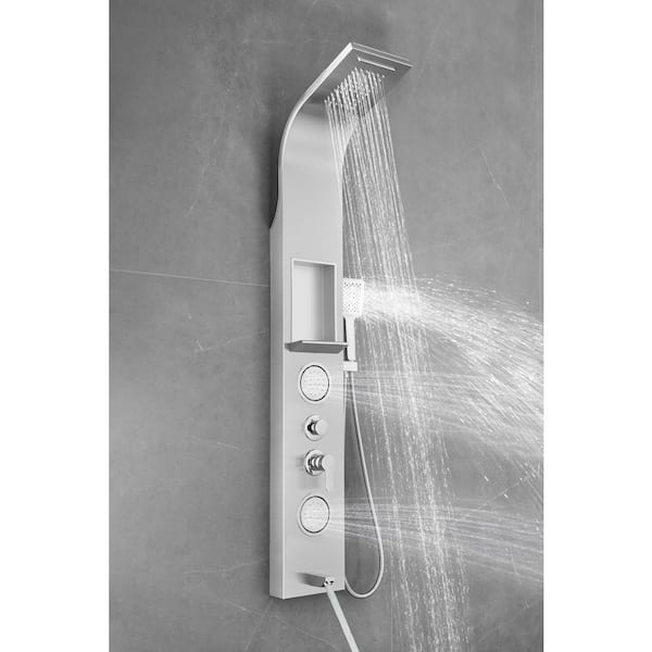59 in. 2-Jet Multifunction Shower System with Rainfall Shower Head and Hand Shower Wand in Stainless Steels