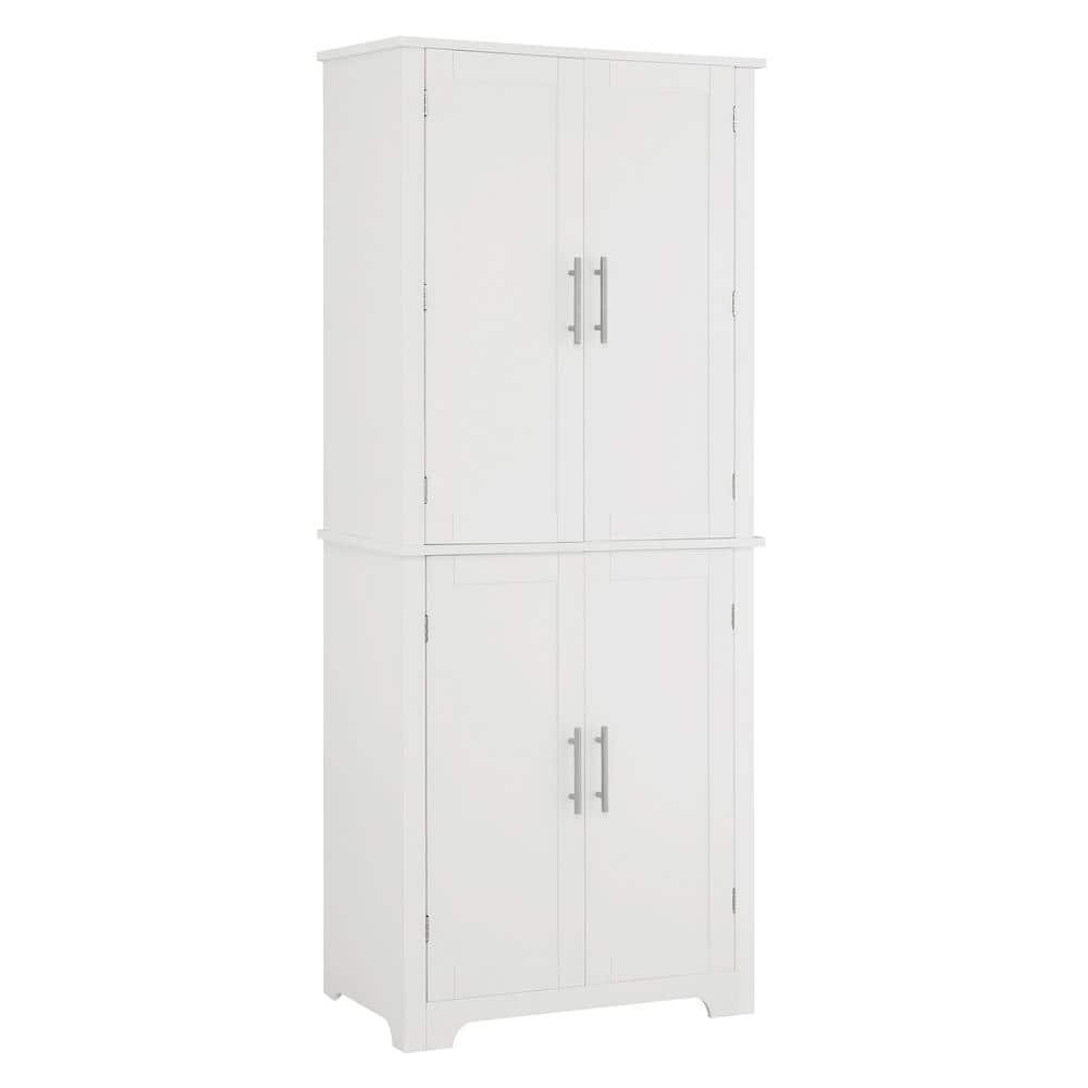 28.15 in. W x 15.00 in. D x 67.40 in. H White Linen Cabinetwith 4-Doors ...