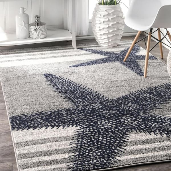 Thomas Paul Starfish Gray Doormat 2 ft. x 4 ft. Area Rug