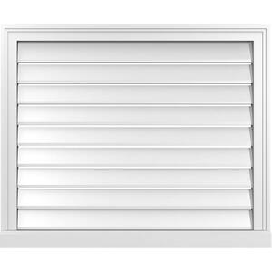 34 in. x 28 in. Vertical Surface Mount PVC Gable Vent: Functional with Brickmould Sill Frame