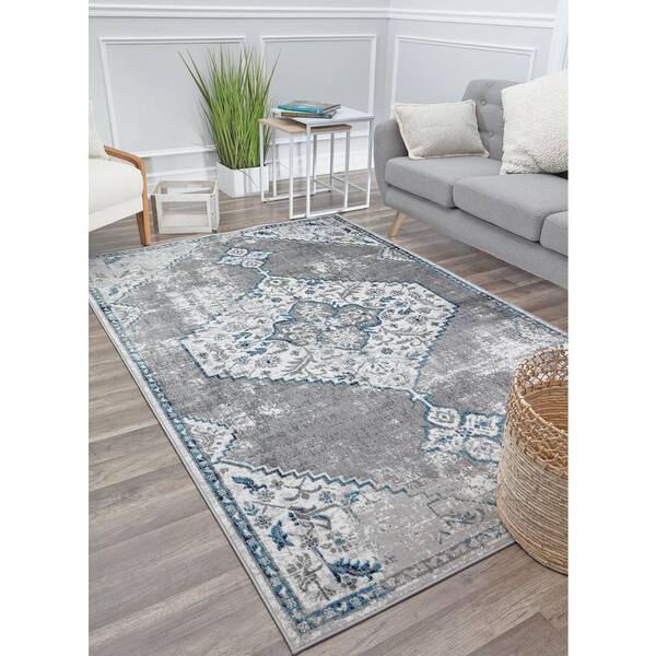 Bliss Rugs Miro Contemporary Area Rug, Size: 8' Round, Silver