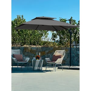 9 ft. 360° Rotation Cantilever Patio Umbrella With Cover And Crank in Grey