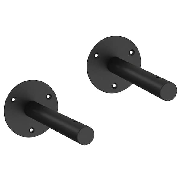2-Pack 6 in. Matte Black Steel Post Style Decorative Shelf Bracket