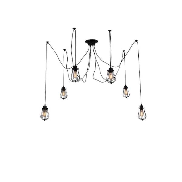 Tomaso 6 Light Multi Light Pendant With Black Finish