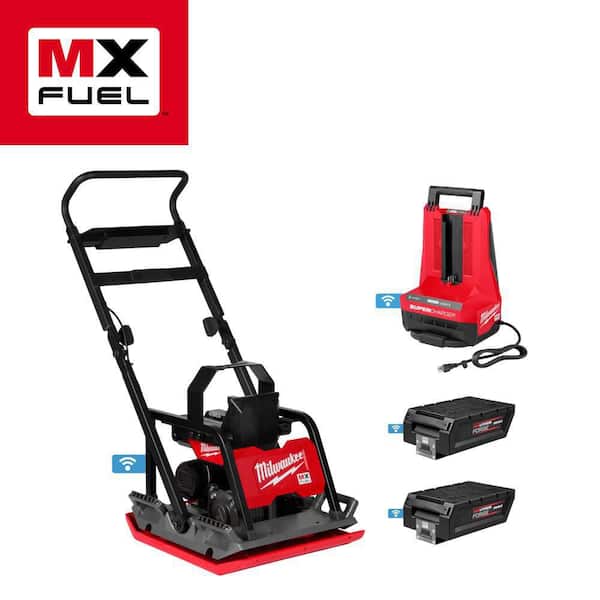 MX FUEL Lithium-Ion 20 in. Plate Compactor Kit with (2) FORGE HD12.0 Batteries and (1) MX FUEL Super Charger