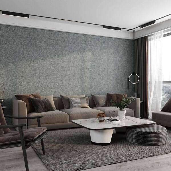 Blue Vinyl Peel and Stick Wallpaper with Flax Design, 2-Roll (Cover 25.83 sq. ft. )