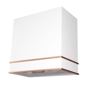 30 in. Stainless Steel Range Hood with Powerful Vent Motor, 600 CFM, 3-Speed, Wall Mount, in White with Copper