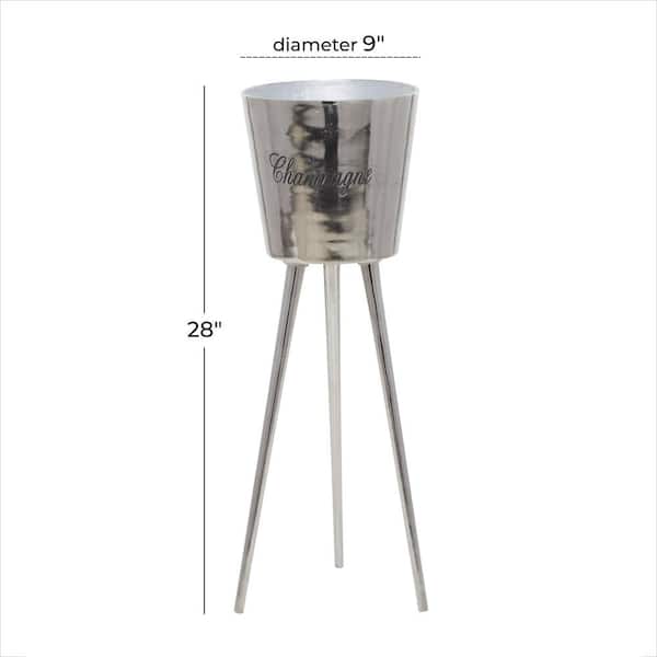 Gray Aluminum Tall Floor Champagne 3 Bottles Ice Bucket