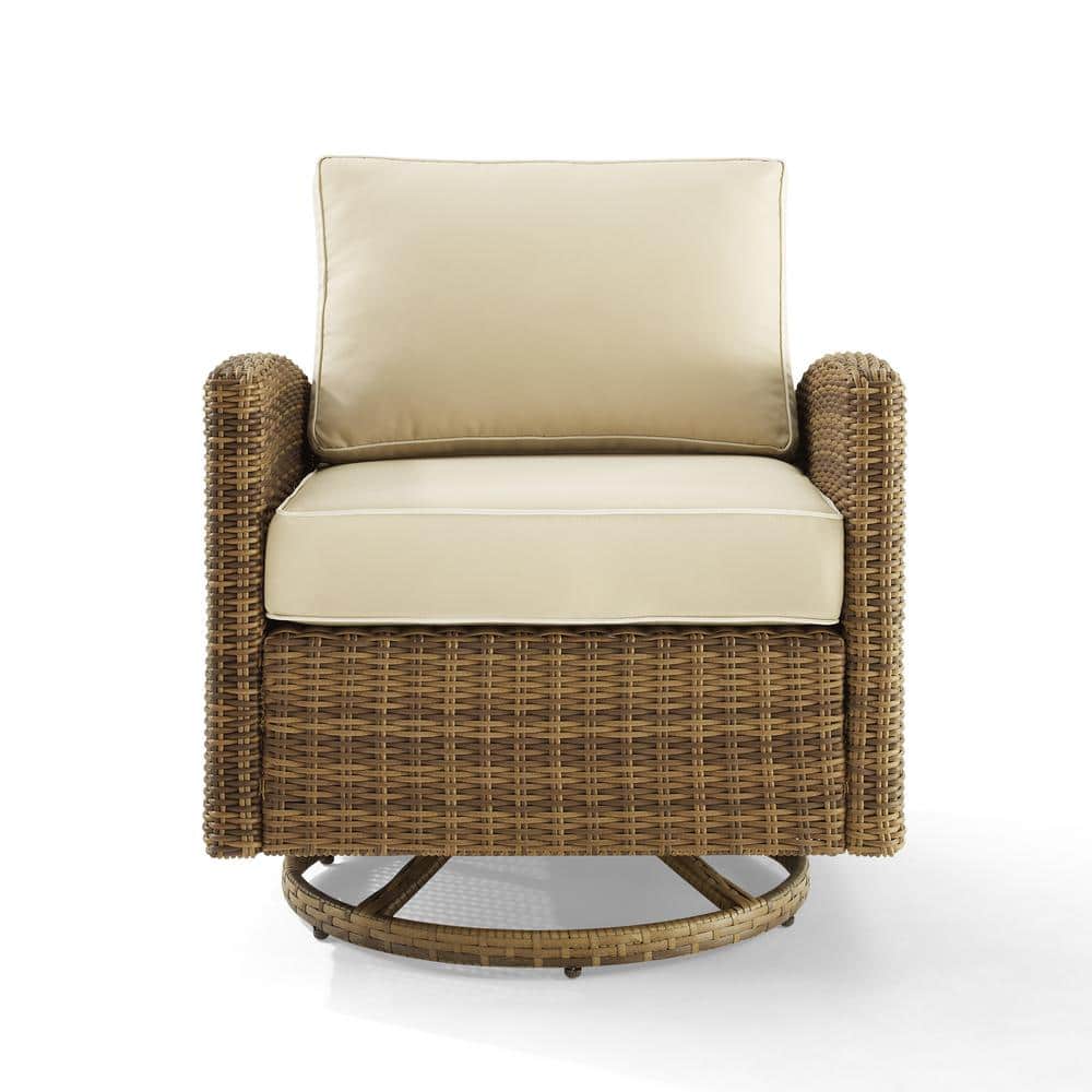Bradenton Sand Wicker Outdoor Swivel Rocking Chair with Cushions