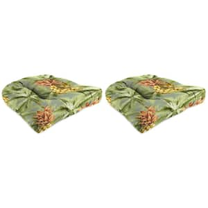 18 in. L x 18 in. W x 4 in. T Outdoor Square Wicker Seat Cushion in Luau Breeze (2-Pack)