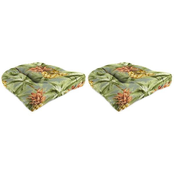 18 in. L x 18 in. W x 4 in. T Outdoor Square Wicker Seat Cushion in Luau Breeze (2-Pack)