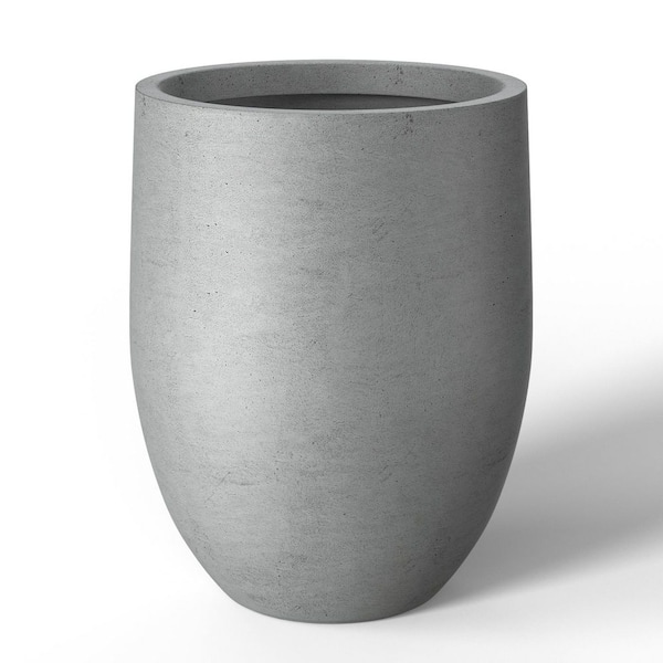 Sapcrete 17 in. Large Natural Gray (Enhanced Interior) Concrete Round Planter / Pot with Drainage Holes