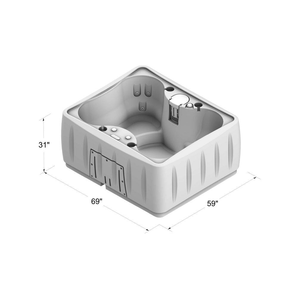 Keystone 4-Person Gray Polyethylene Hot Tub with LED Waterfall