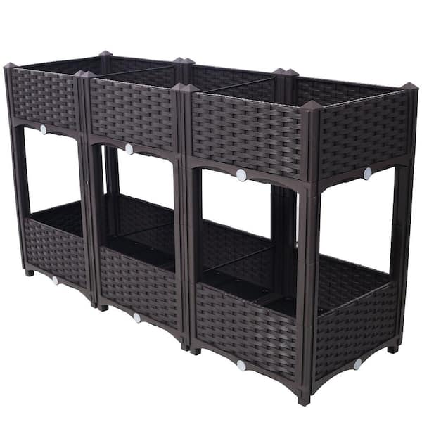 Anky 47.2 in. Brown PP Plastic Rectangular Outdoor Raised Planter Boxe