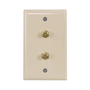 Dual Coaxial Cable Wall Jack, Almond
