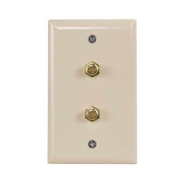 Zenith Dual Coaxial Cable Wall Jack, Almond