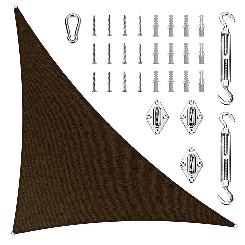 12 ft. x 12 ft. x 17 ft. Right Triangle Sun Shade Sail with Hardware Kit-Brown price history on PriceWatchPro