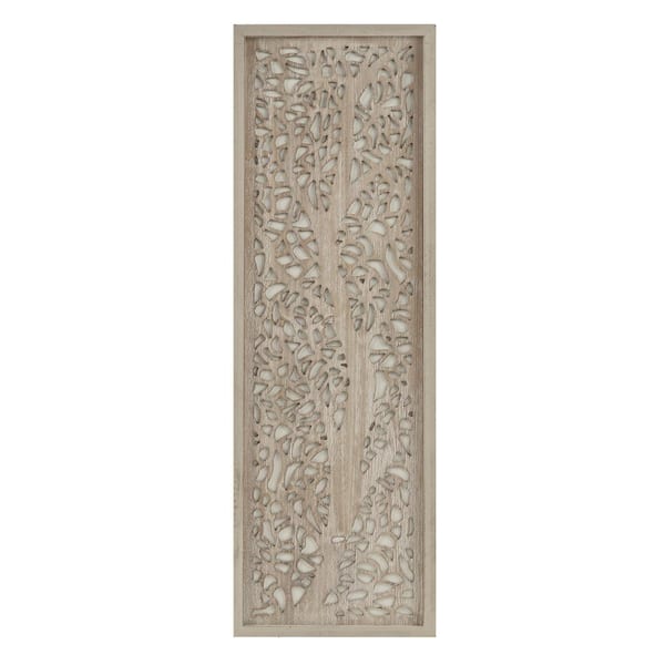 Madison Park Laurel Branches 36.00 in. x 12.00 in. Natural Laser Cut Tree Framed Panel by Emily Warne Wall Art Decor