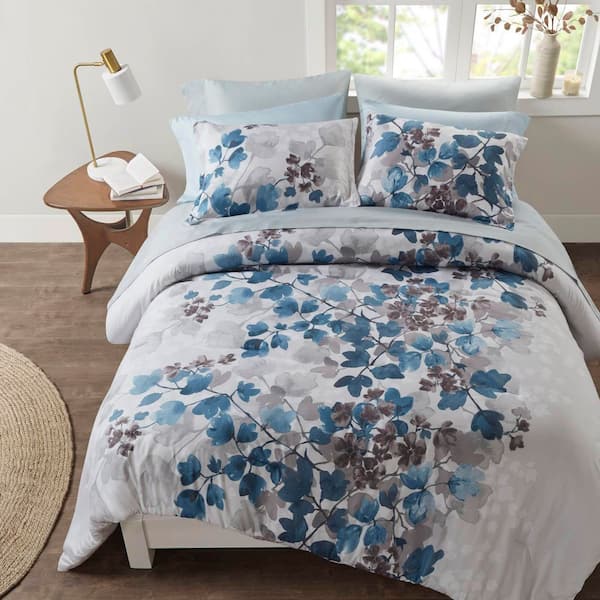 MADISON PARK ESSENTIALS Jeanie 6-Piece Blue Polyester Twin Comforter Set