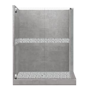 Del Mar Grand Hinged 36 in. x 48 in. x 80 in. Left-Hand Corner Shower Kit in Wet Cement and Chrome Hardware