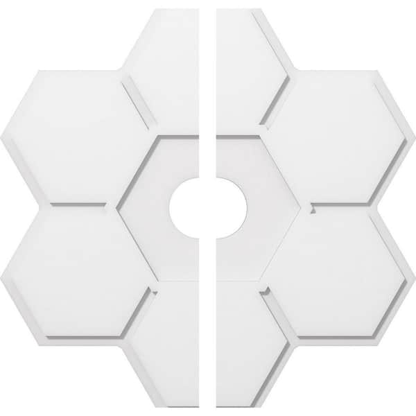 Ekena Millwork 1 in. P X 11-3/4 in. C X 34 in. OD X 5 in. ID Daisy Architectural Grade PVC Contemporary Ceiling Medallion, Two Piece