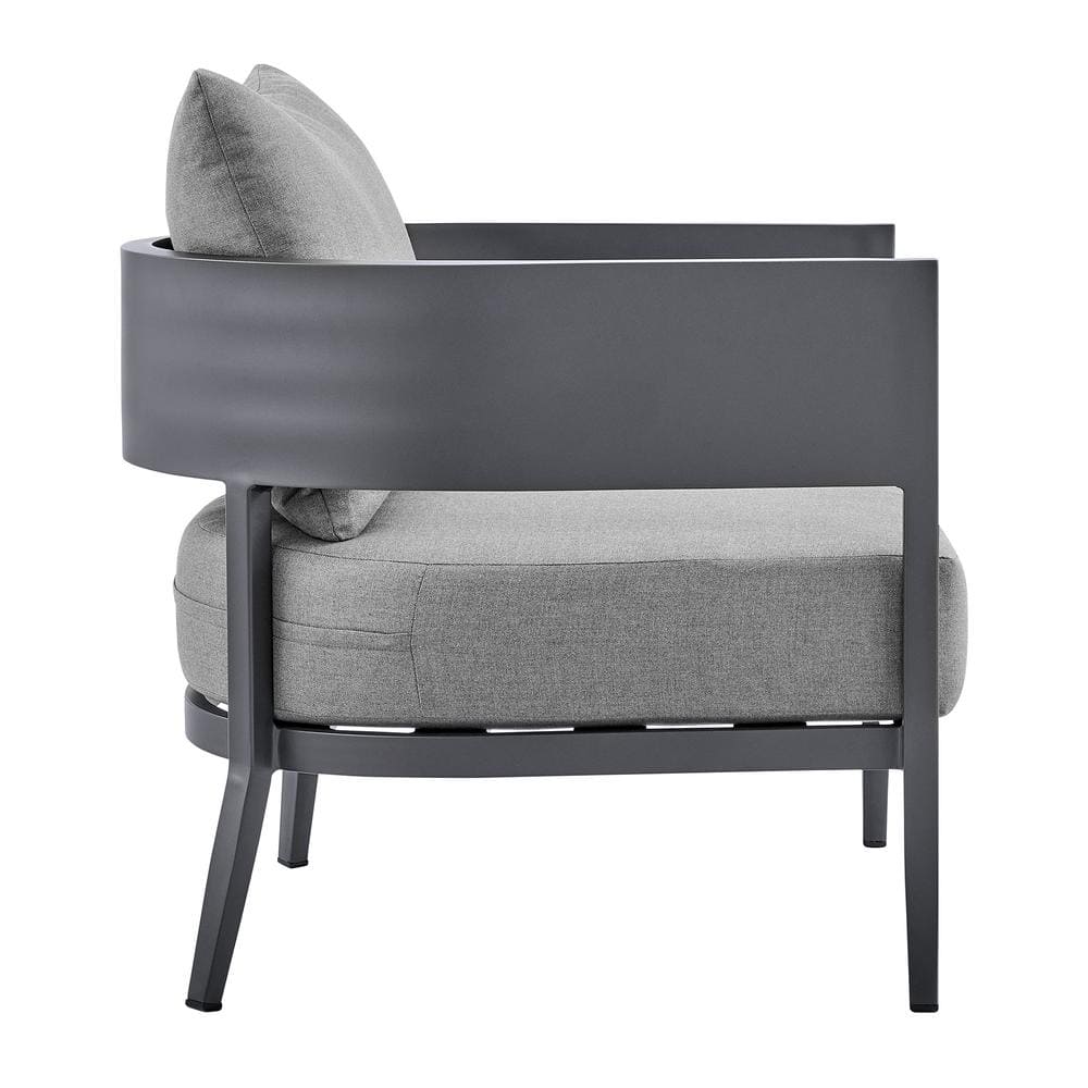 Menorca Dark Gray Aluminum Outdoor Lounge Chair with Cushions
