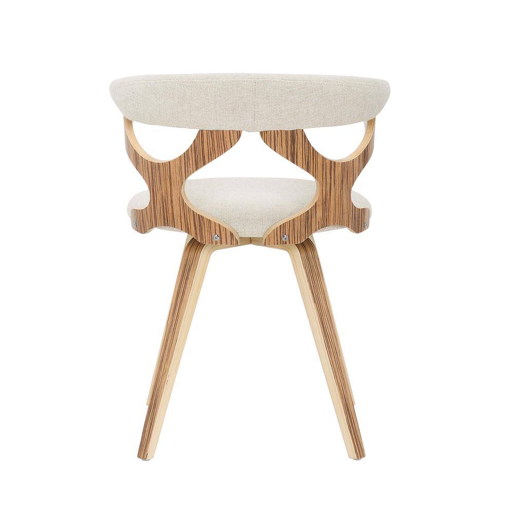 Gardenia Cream Zebra Wood Swivel Side Chair with Cutout Back