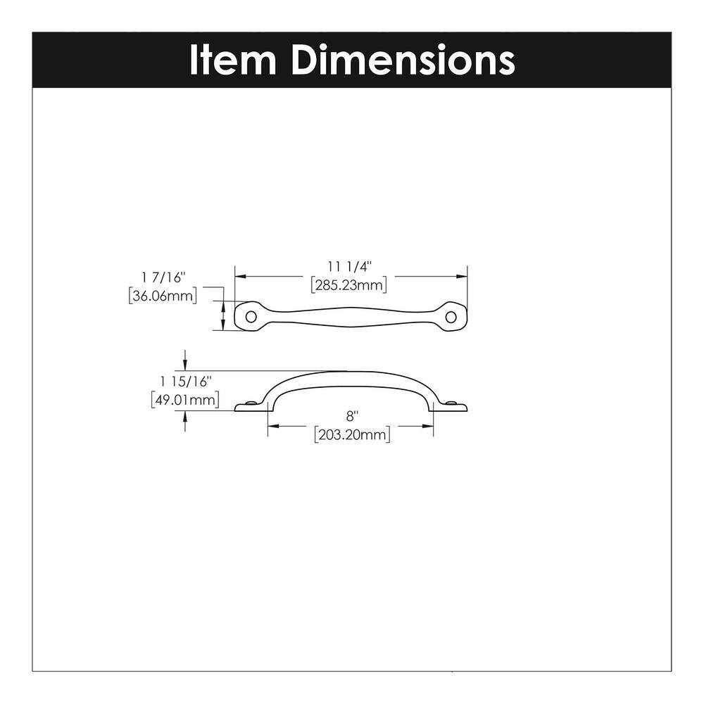 Matte Black Iron 8-Inch Rustic Appliance Pull