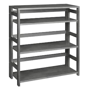 Nemus 34 in. Grey 3-Shelf High Folding Standard Bookcase