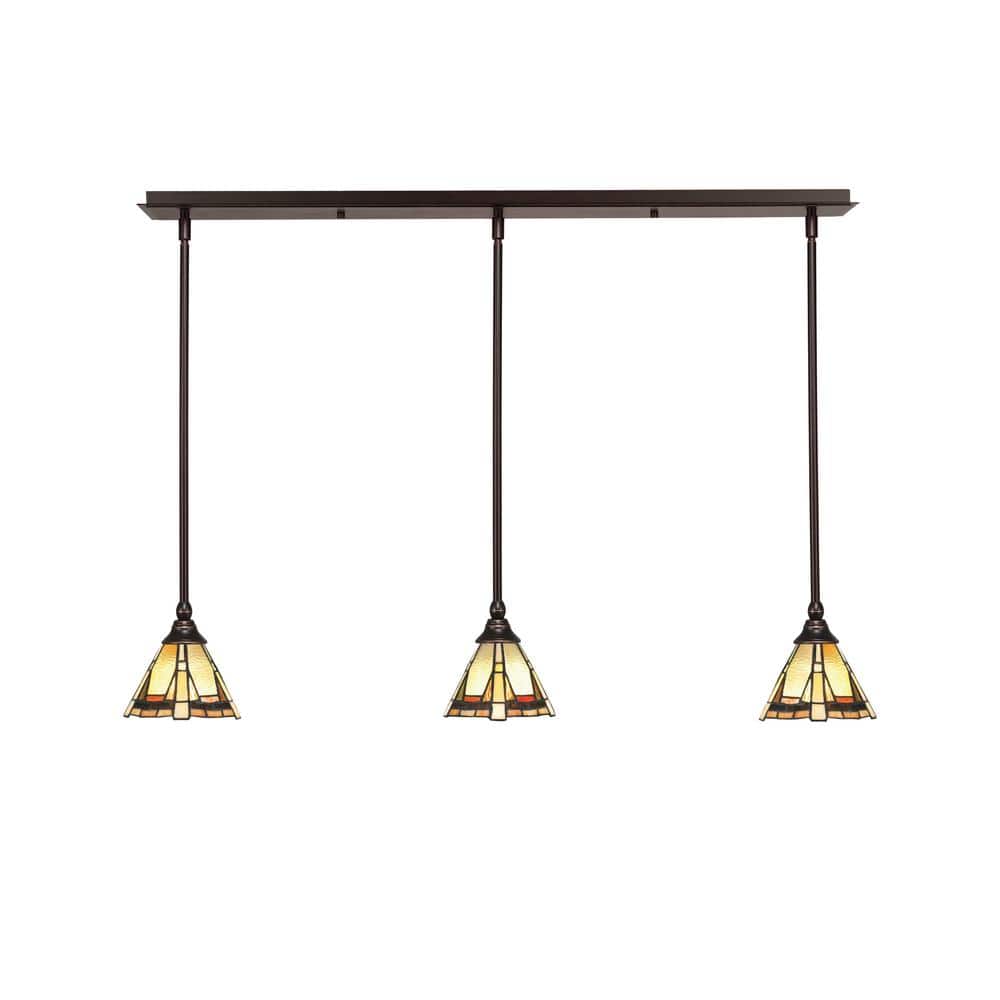 Livingston 100-Watt 3-Light Dark Granite Shaded Pendant Light with 7 in. Zi