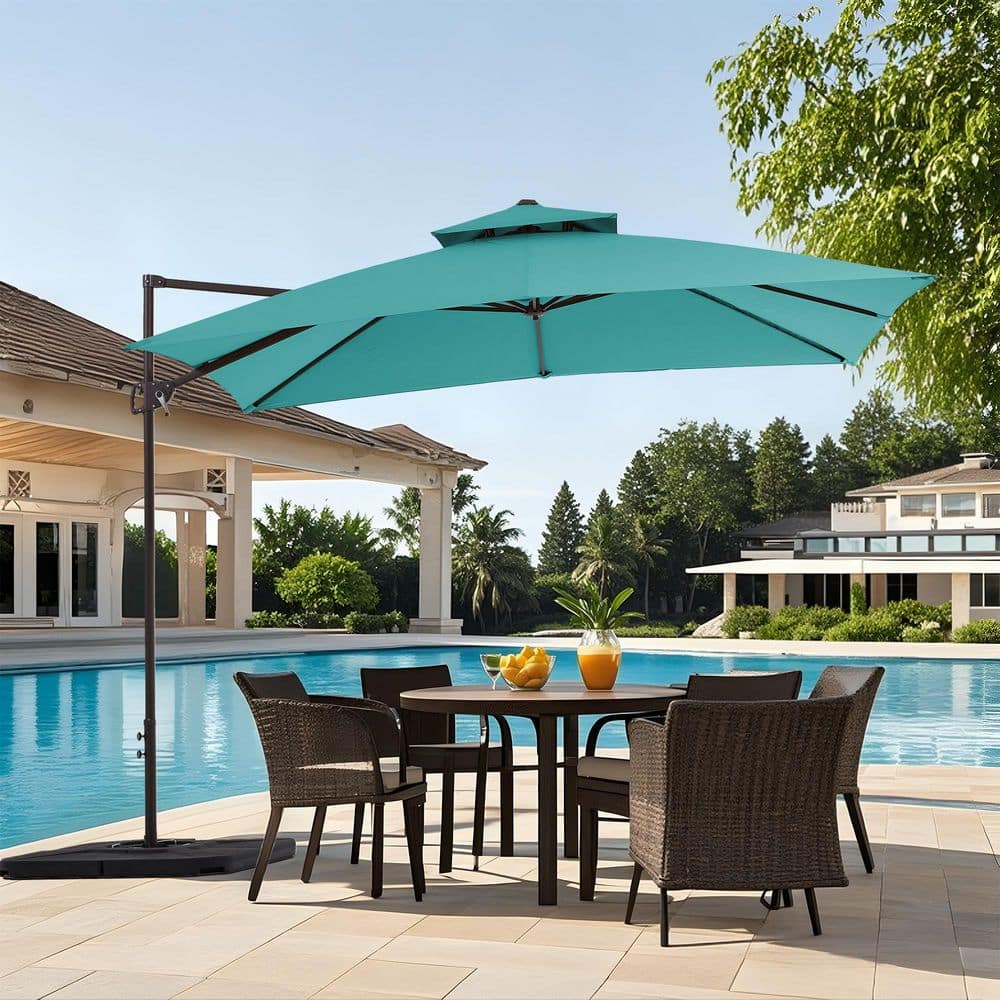 10 ft. x 10 ft. Square Outdoor Patio Cantilever Umbrella with Tilt in Peacock Blue price history on PriceWatchPro