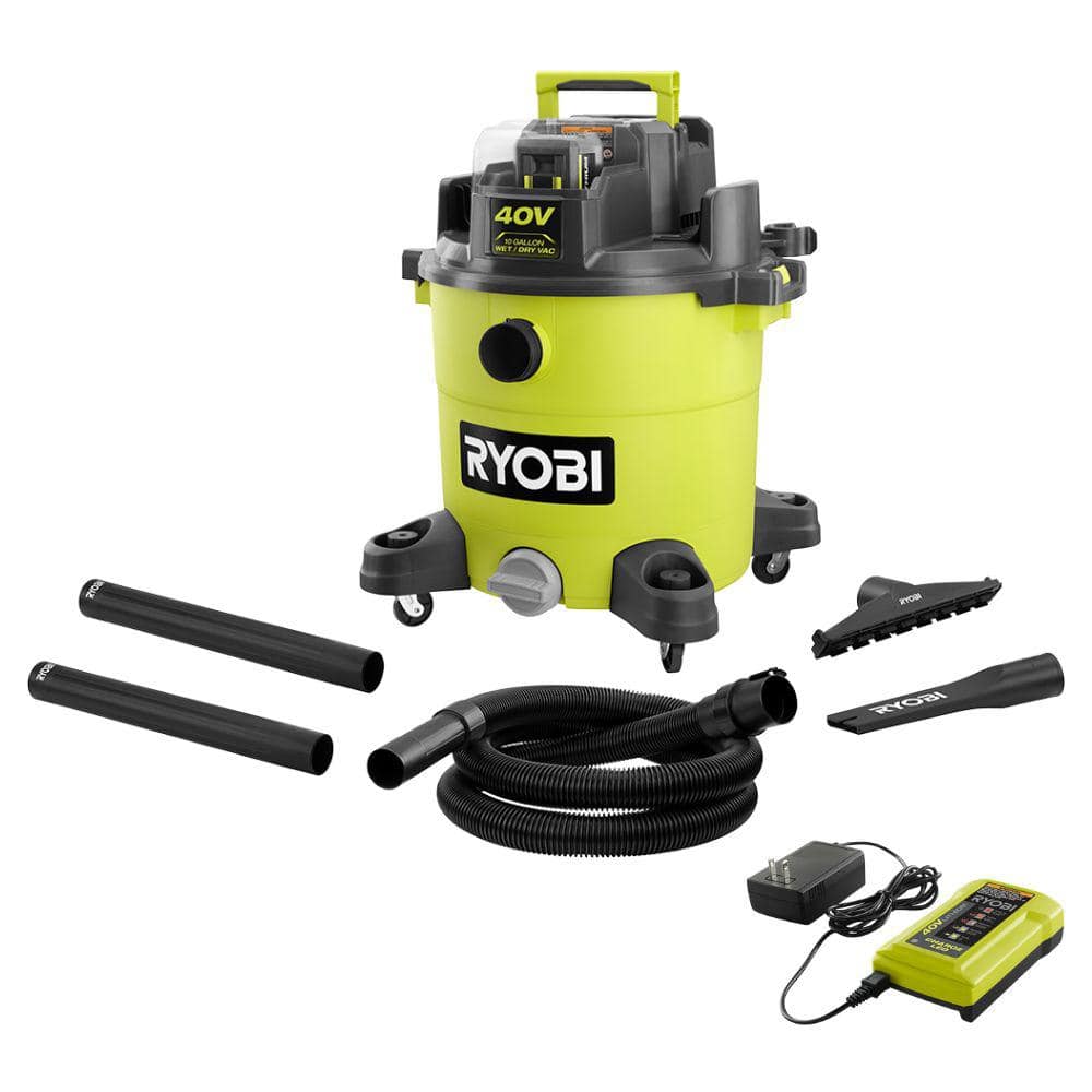 RYOBI 40V 10 Gal. Cordless Wet/Dry Vacuum Kit with 40V 4.0 Ah Battery and 40V Charger RY40WD01K - The Home Depot