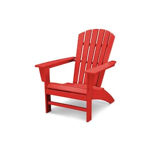 Grant Park Traditional Curveback Sunset Red Plastic Outdoor Patio Adirondack Chair
