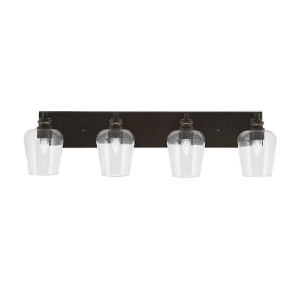 Unbranded Albany 32 in. 4 Light Espresso Vanity Light with Clear Bubble Glass Shades