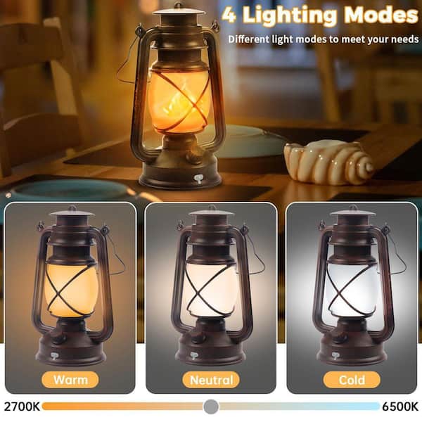 Angel Sar 14.6 in. Bronze 4 Modes LED Lantern with Dancing Flame