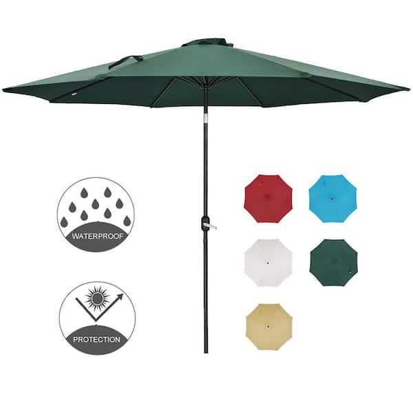 UPHA 11 ft.Steel Metal Market Crank and Tilt Patio Umbrella in Green