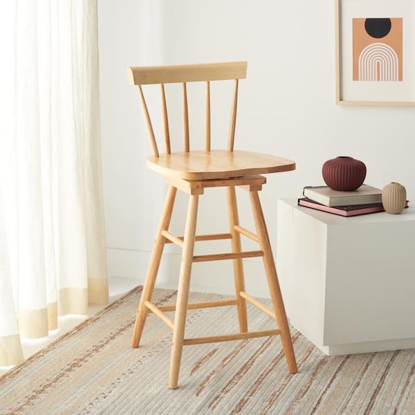 Tage 25 in. Natural Mid-Back Wood Frame Swivel Counter Stool