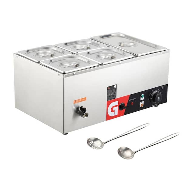 Garvee 16.7 qt /16L 5-Pan Electric Food Warmer Buffet Server, 1200W Stainless Steel Steam Table Bain Marie