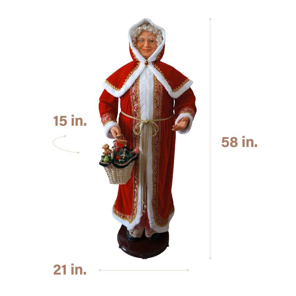 Life-Size Red Velvet Dancing Mrs. Claus with Basket