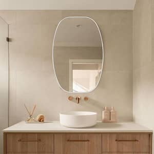 30 in. W x 48 in. H Silver Oval Wall Mirror Aluminum Frame Vanity Mirror Bathroom Mirror